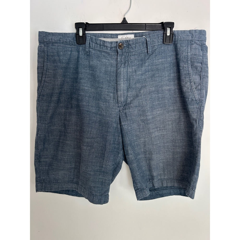 Goodfellow & Co Linden Shorts Mens 40 Blue Chambray Flat Front Cotton Blend 9in